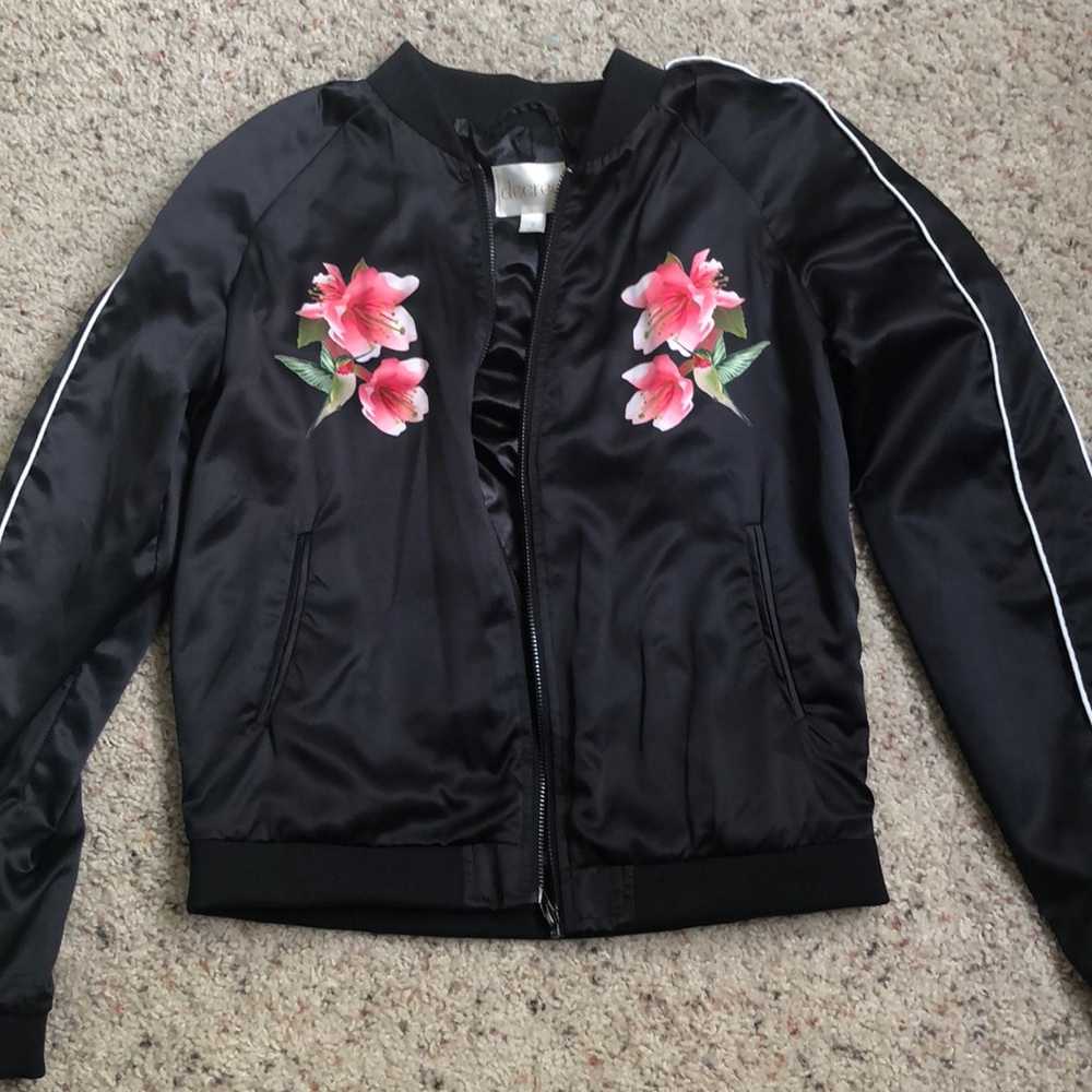 Flower theme black jacket